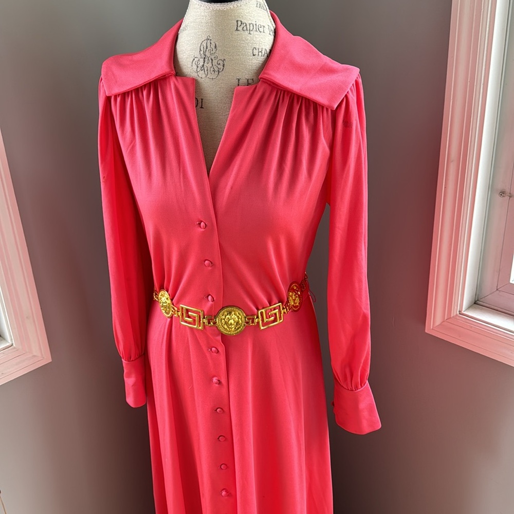 Vintage Ayers United coral hostess maxi dress EVC size 14